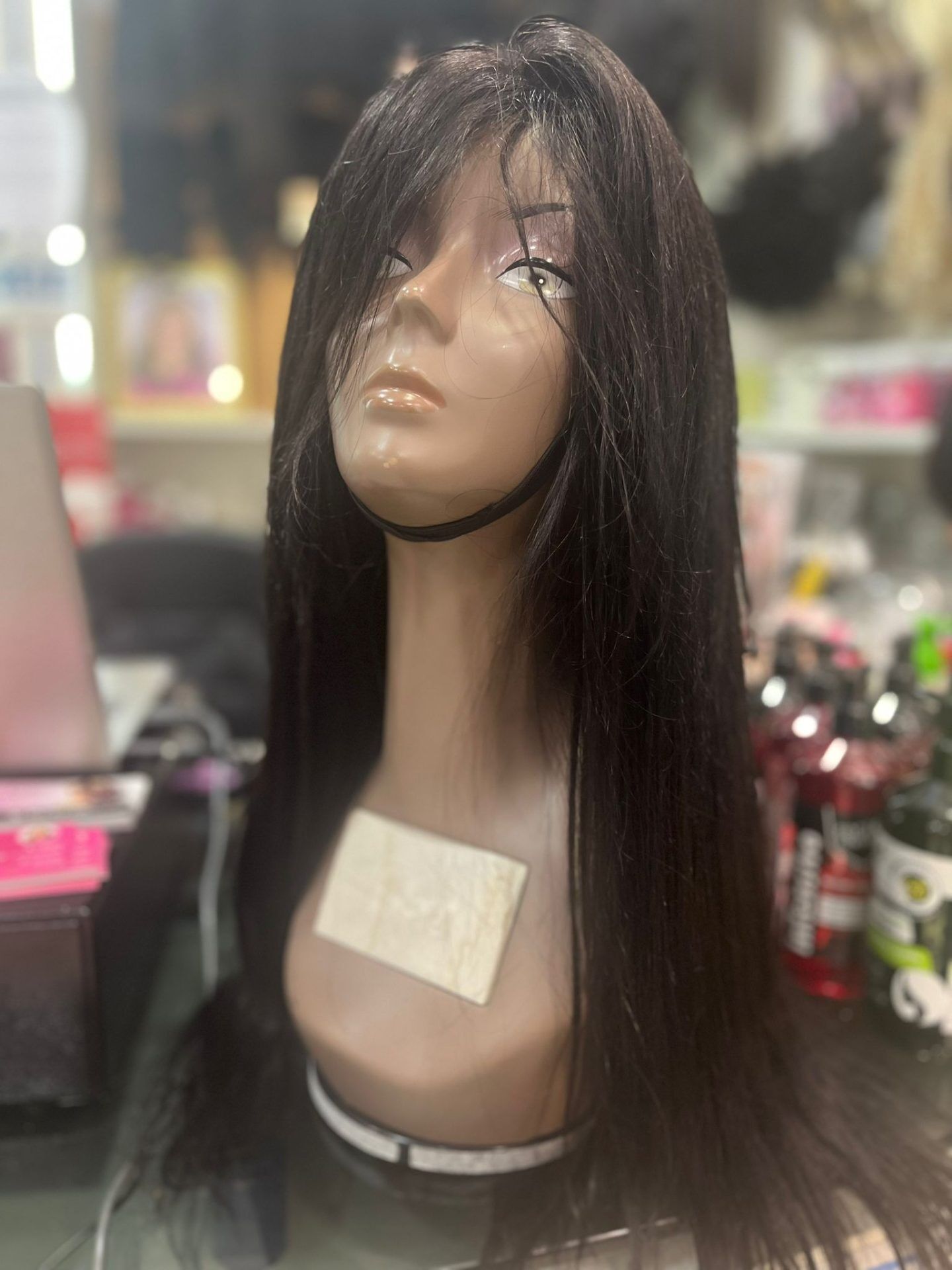 Peruca de Cabelo Humano Liso Preto - Image 1